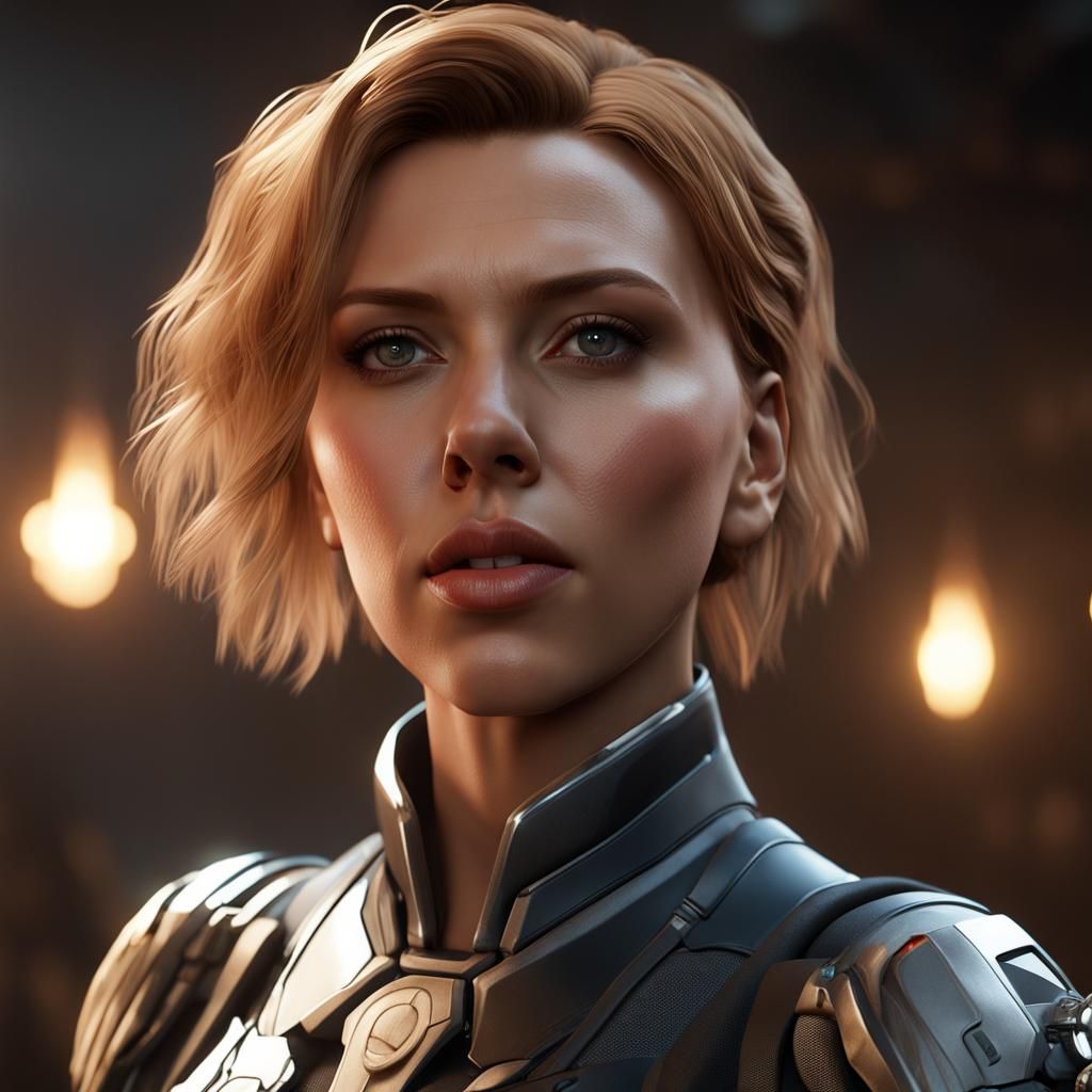 Scarlett Johansson in 3D Game Cinematic Style