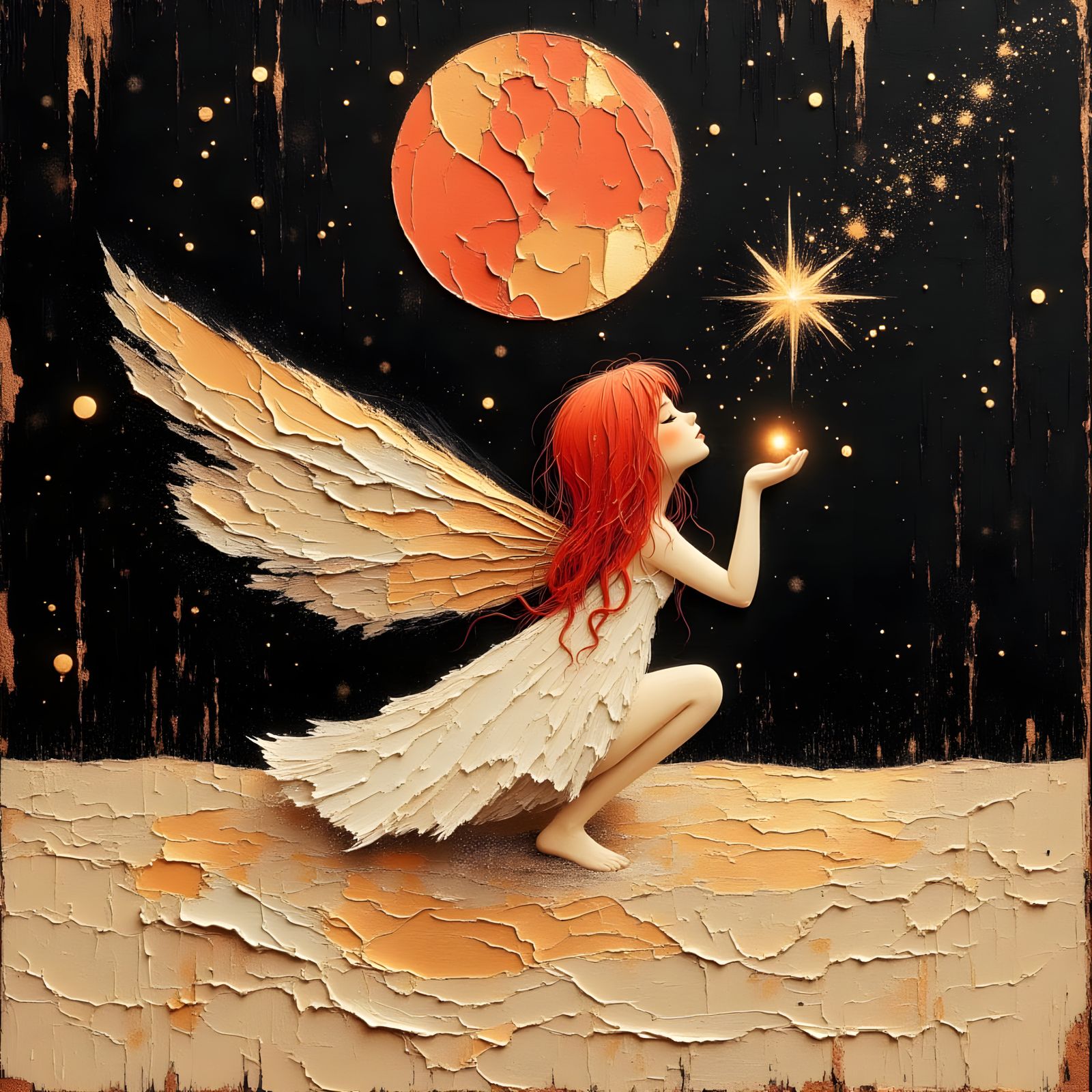 Neon Moonfairy Guardian on a Glowing Beach