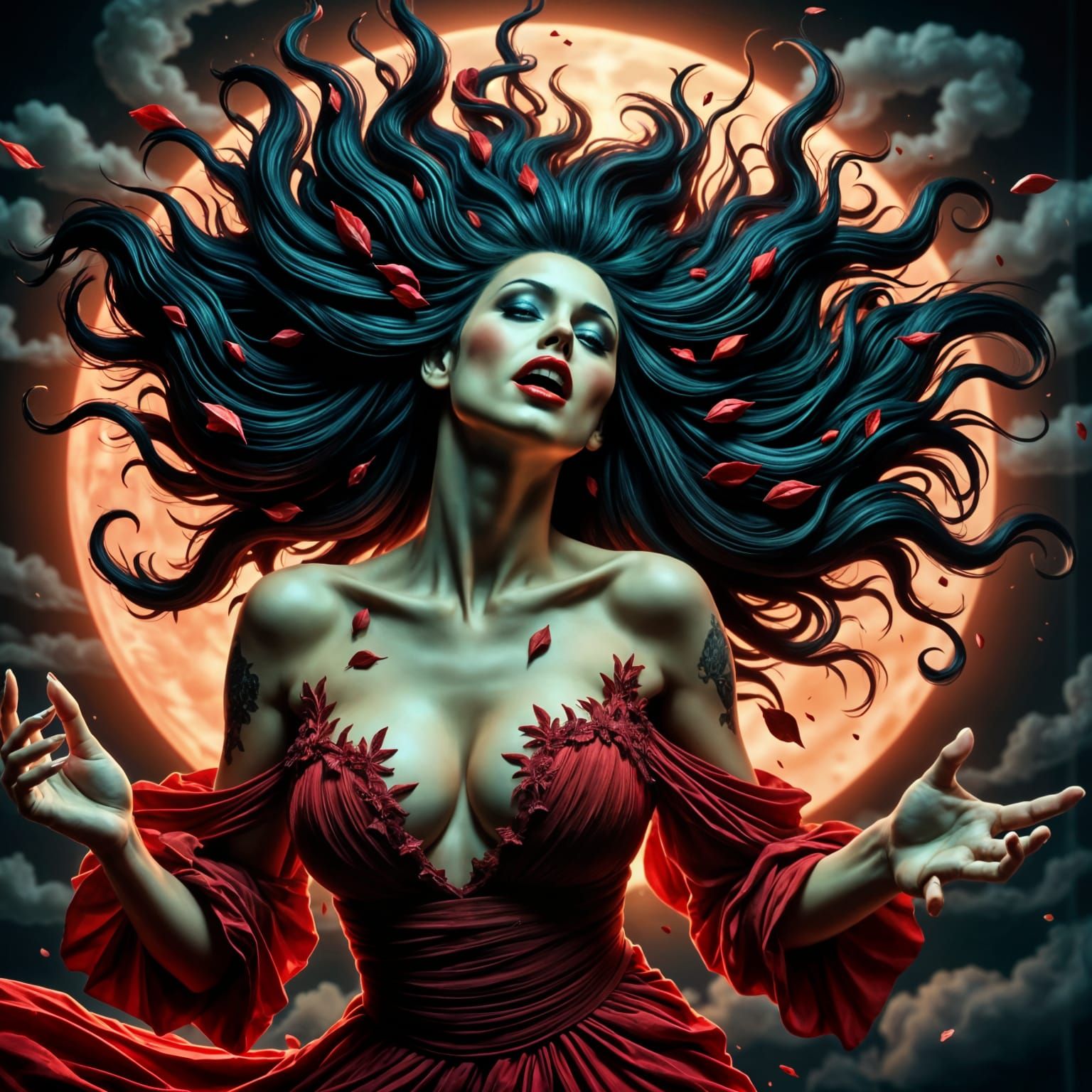 Enchanting Vampire Queen in Cyberpunk Art Style