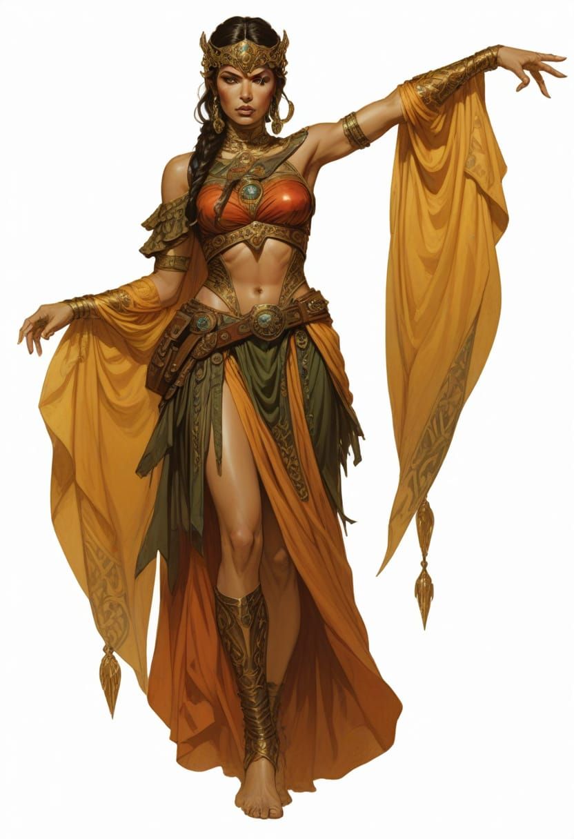 Barefoot Female Superhero in Sci-Fi Fantasy Attire