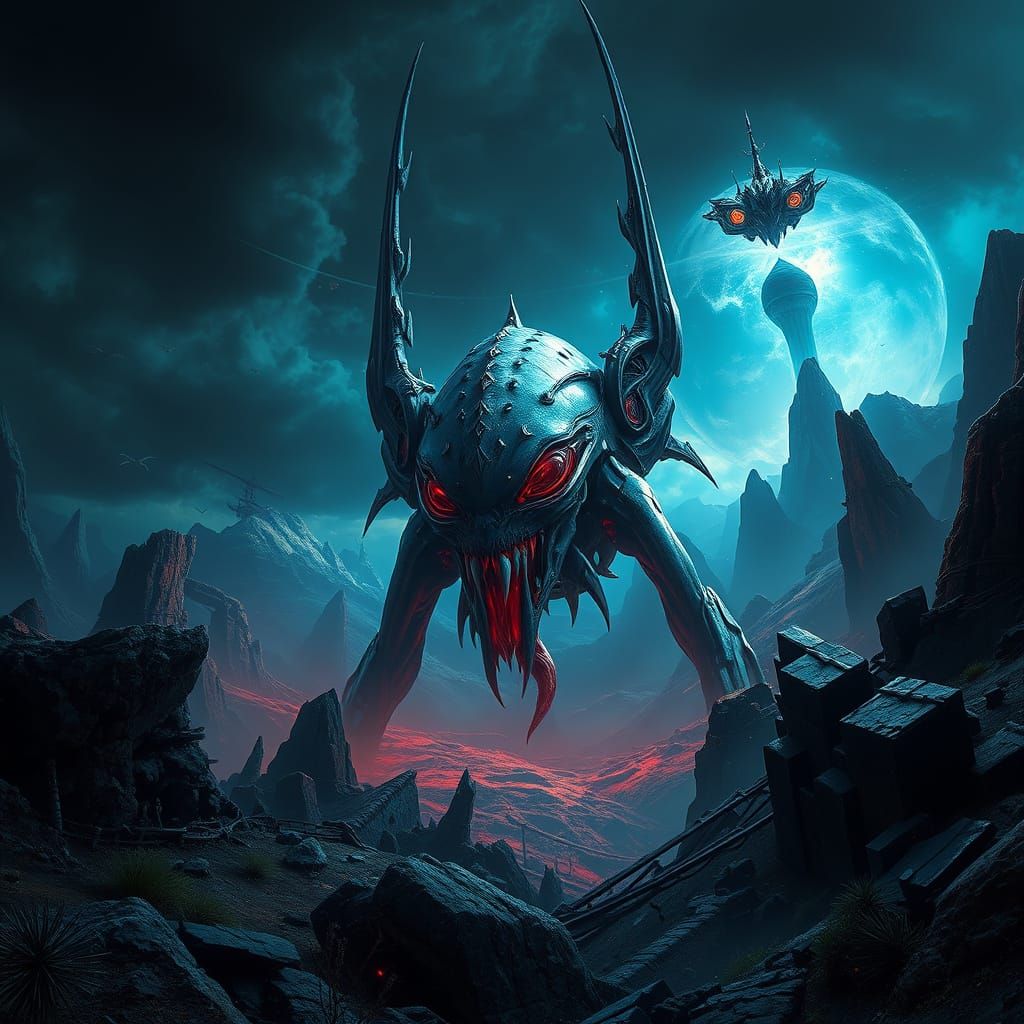 Dark Alien World: Surreal Fantasy Landscape