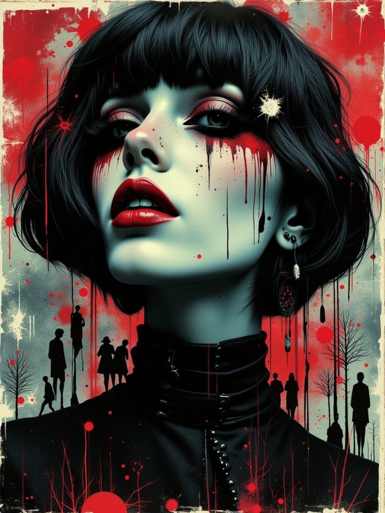 Gothic Grunge Woman in Surreal Abstract Style