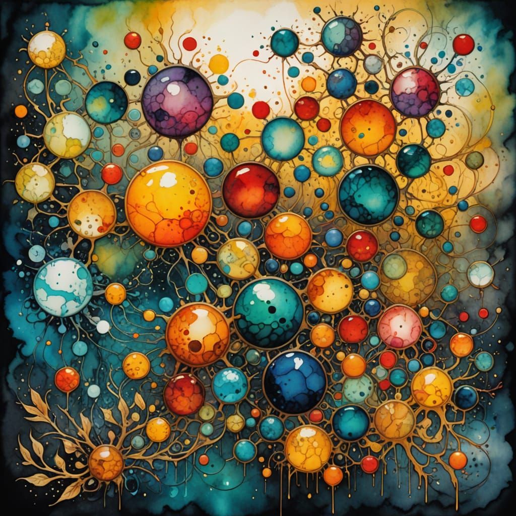 Colorful Dots Abstract Composition in Digital Art Style