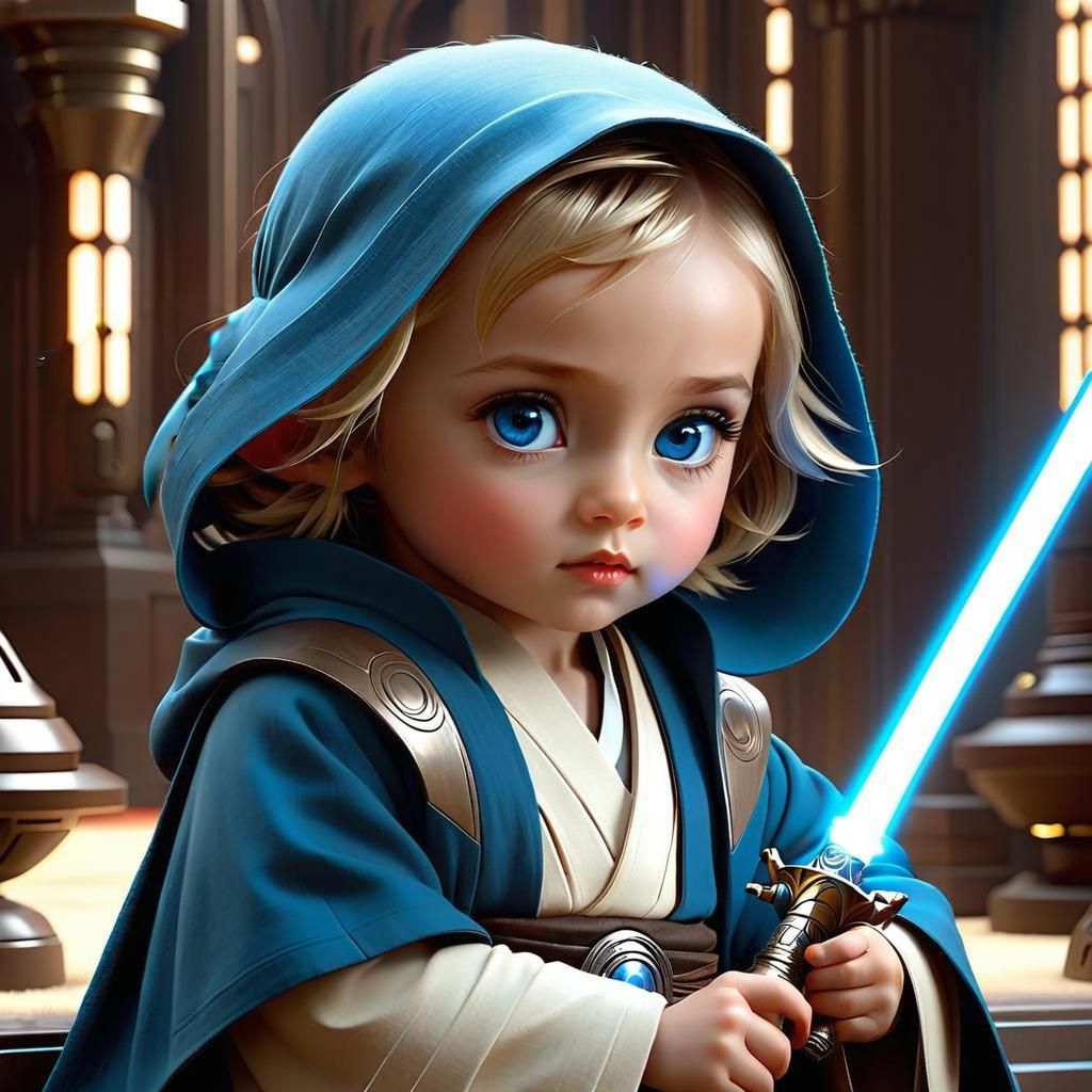 Adorable Chibi Jedi Master in Detailed 3D Render