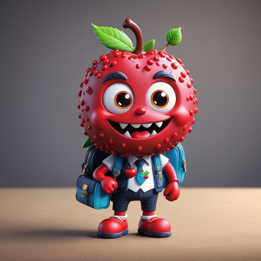 Adorable Cherry Monster Bobblehead Goes to School