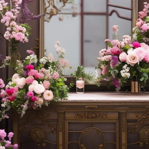 Romantic Shabby Chic Flower Display in Digital Art