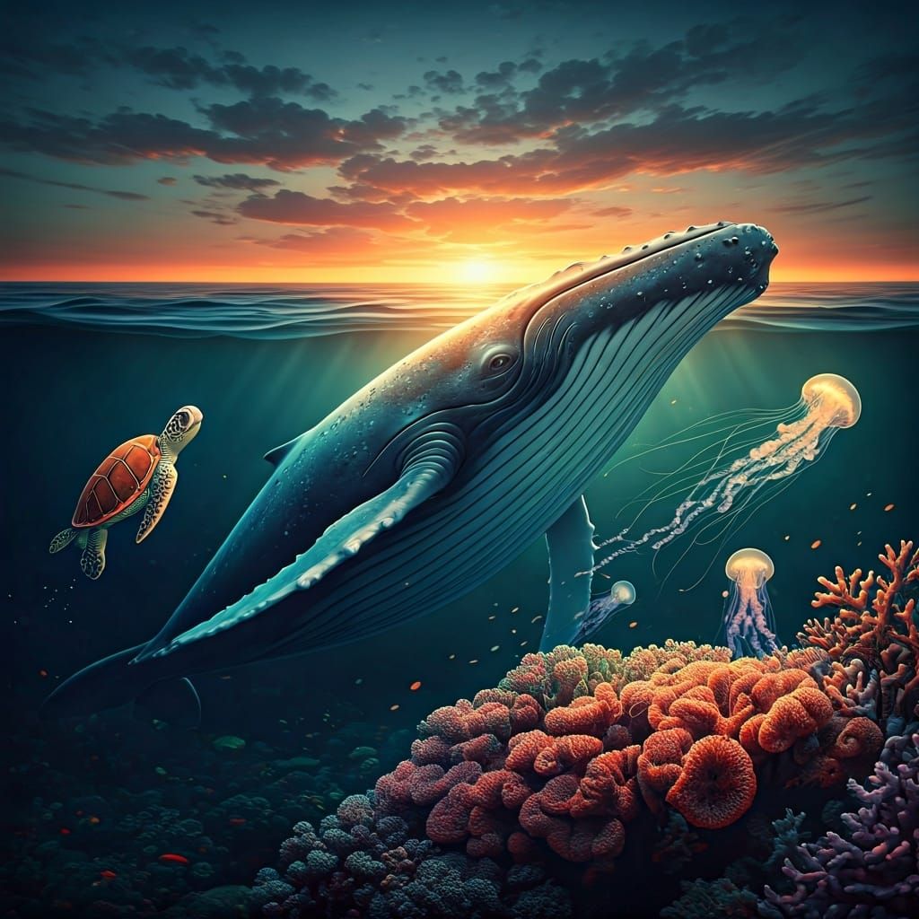 Chibi Turtle's Underwater Adventure in Magical Realism