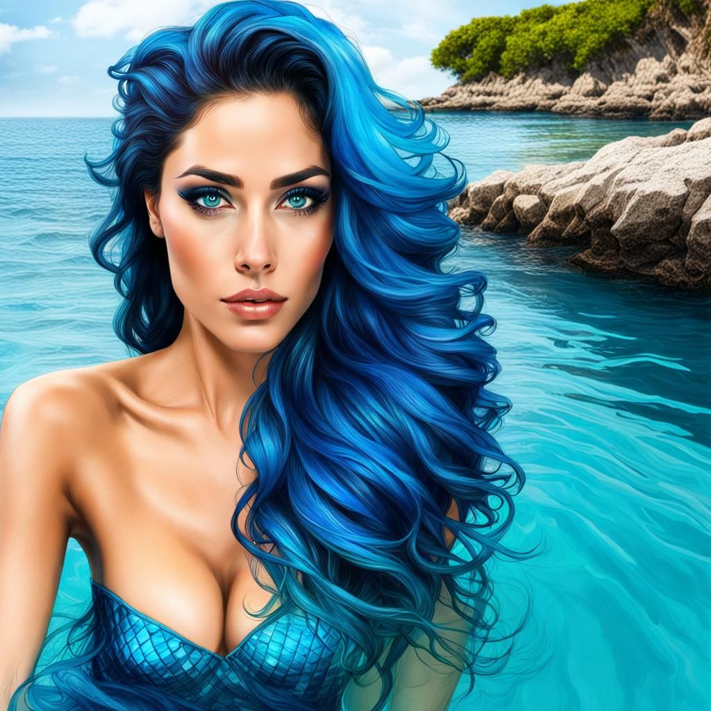 Beautiful Mermaid with Shimmering Tail