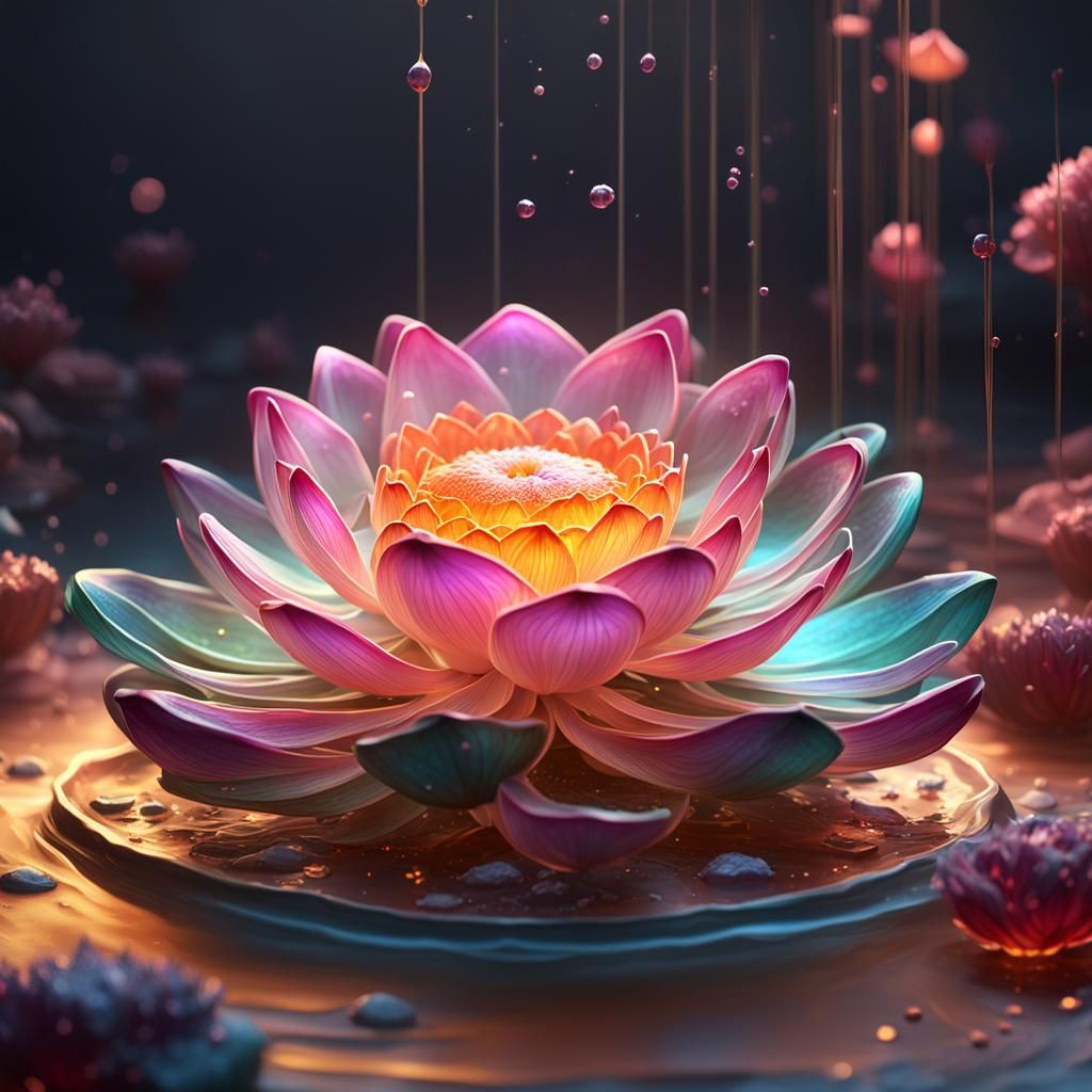 Colorful Lotus Flower Jelly Sculpture