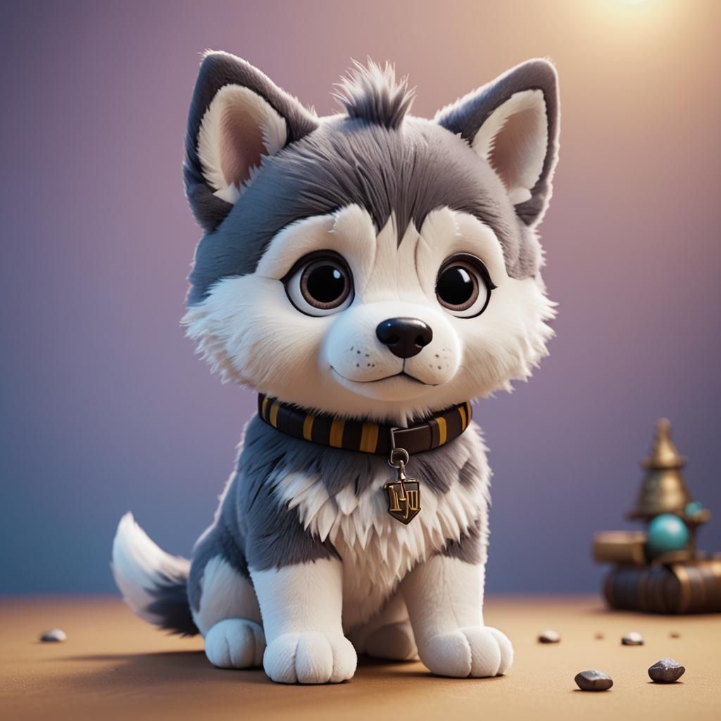 Magical Kawaii Husky: Whimsical 3D Animation