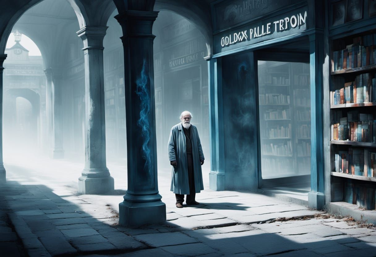 Eerie Guardian Oversees Bookstore in Artistic Style