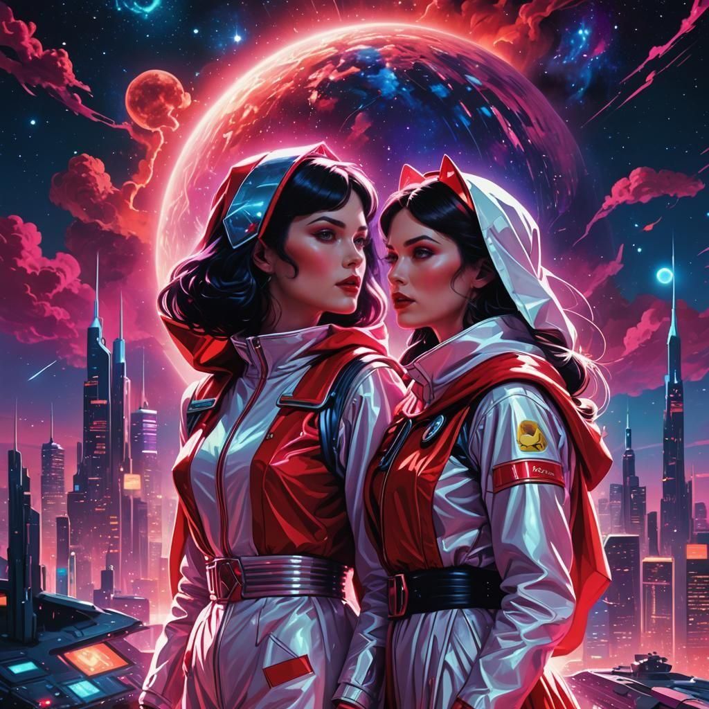 Snow White and Red Riding Hood: Synthwave Space Queens