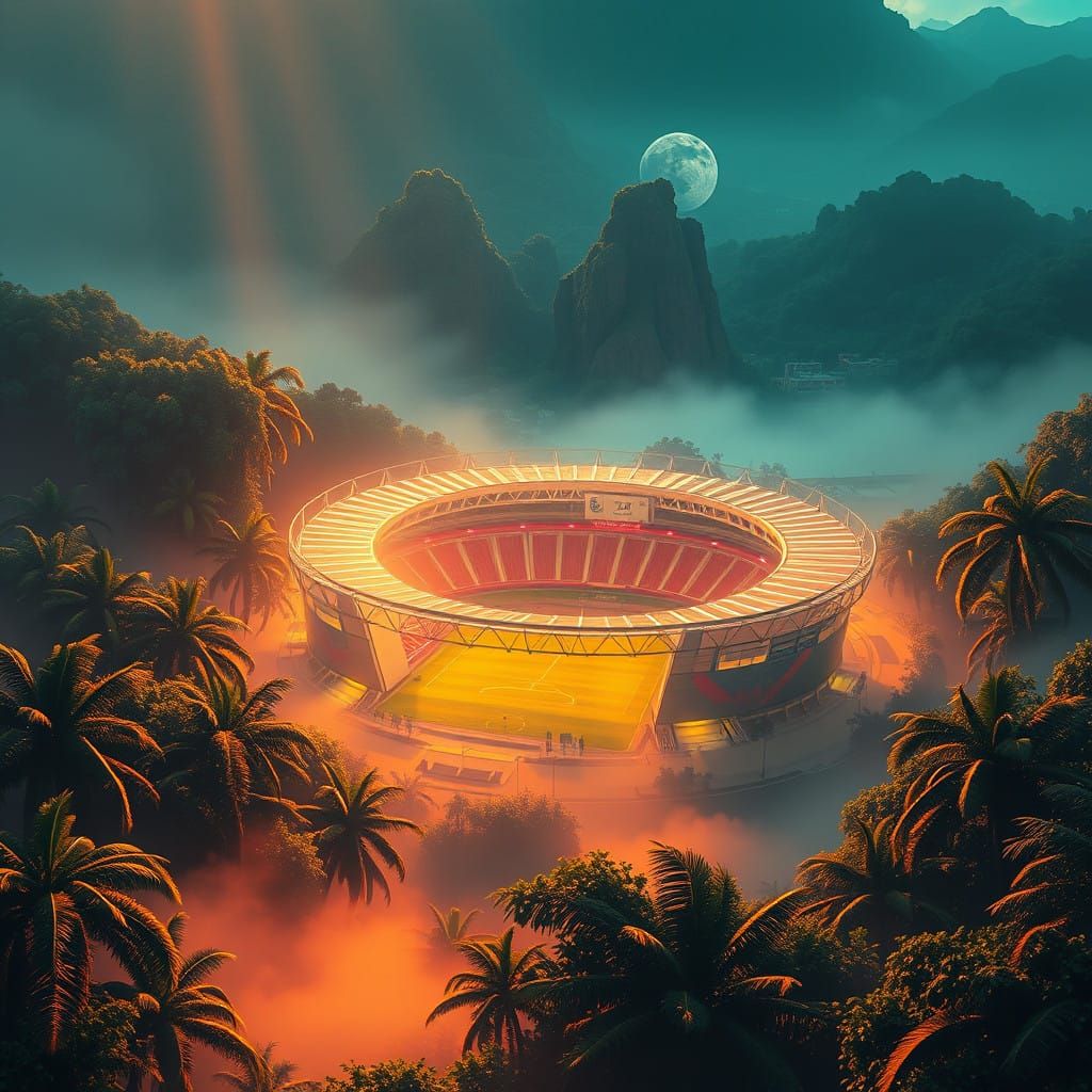 Ethereal Brazilian Soccer Stadium in Vibrant, Otherworldly L...