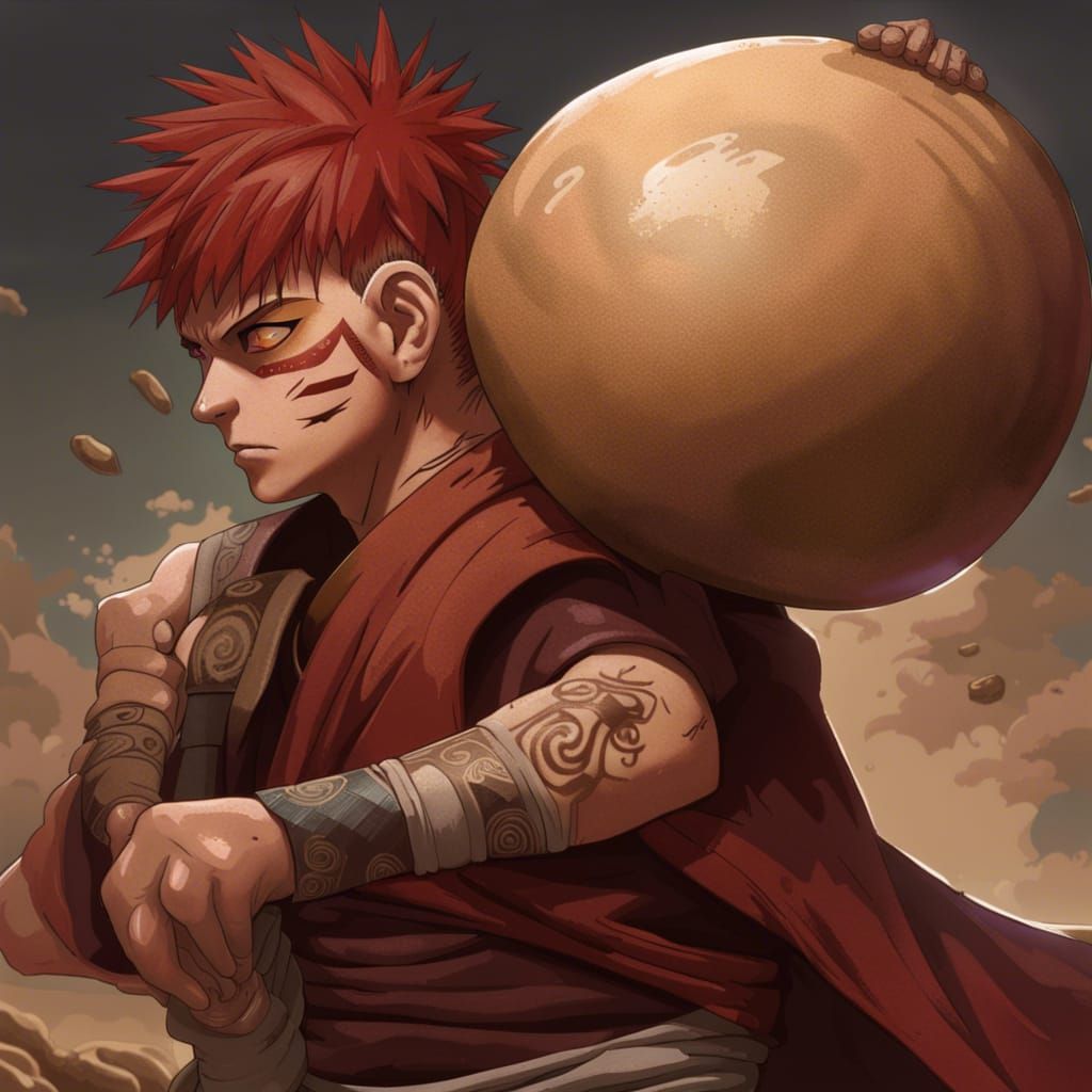 Gaara Illustration in Alphonse Mucha Style