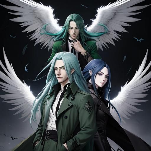 Anime Man with Angel and Demon Wings