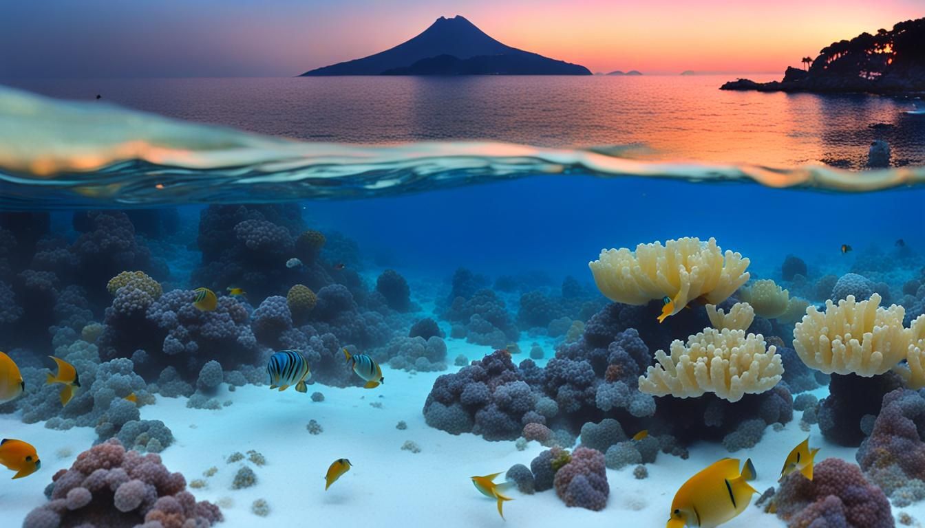 Tropical Azure Dome: Night Beach with Coral Breezes