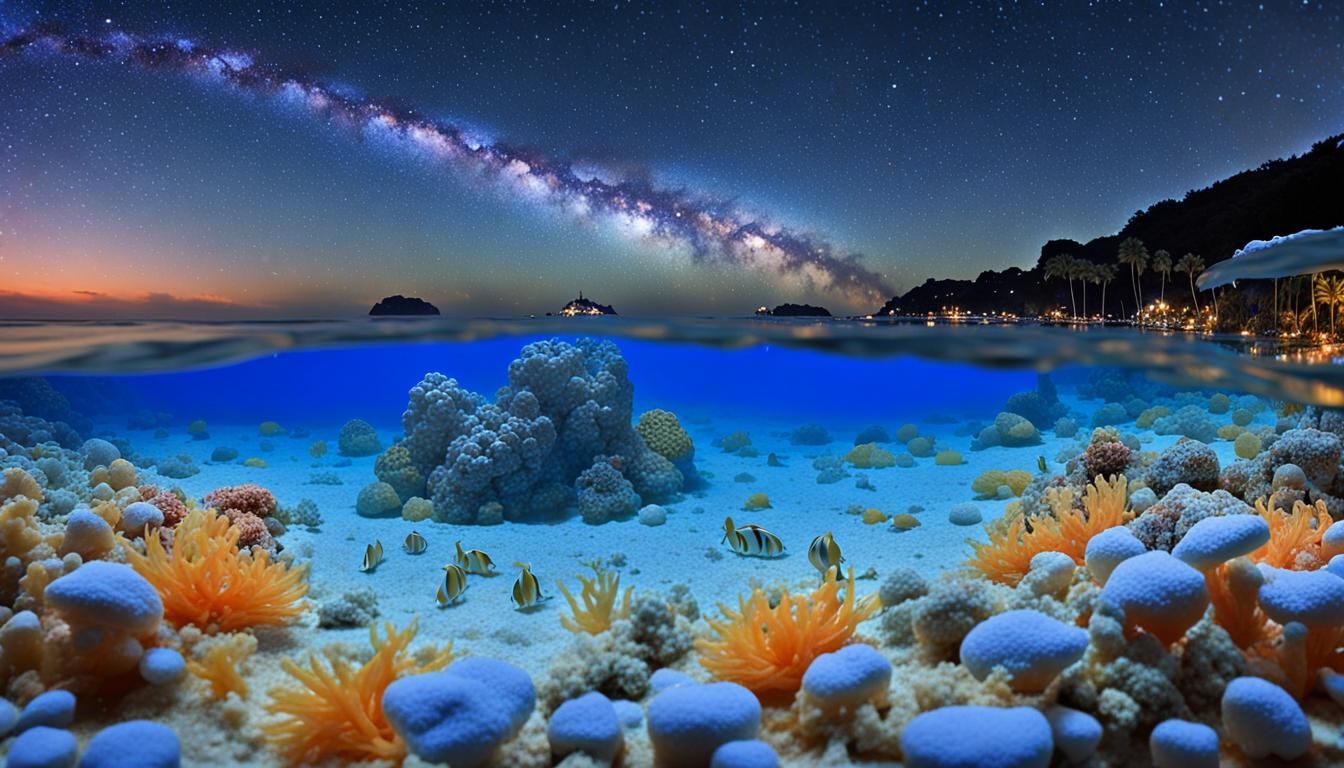 Tropical Island Night Under Azure Dome