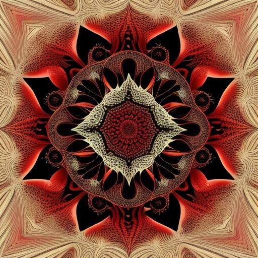 Abstract Vector Fractal of a Red Sun