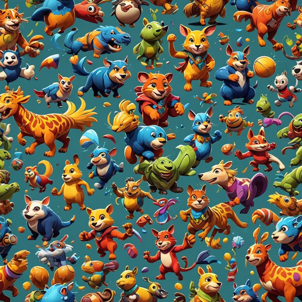 Cartoon Animal Olympians in Bright Colors