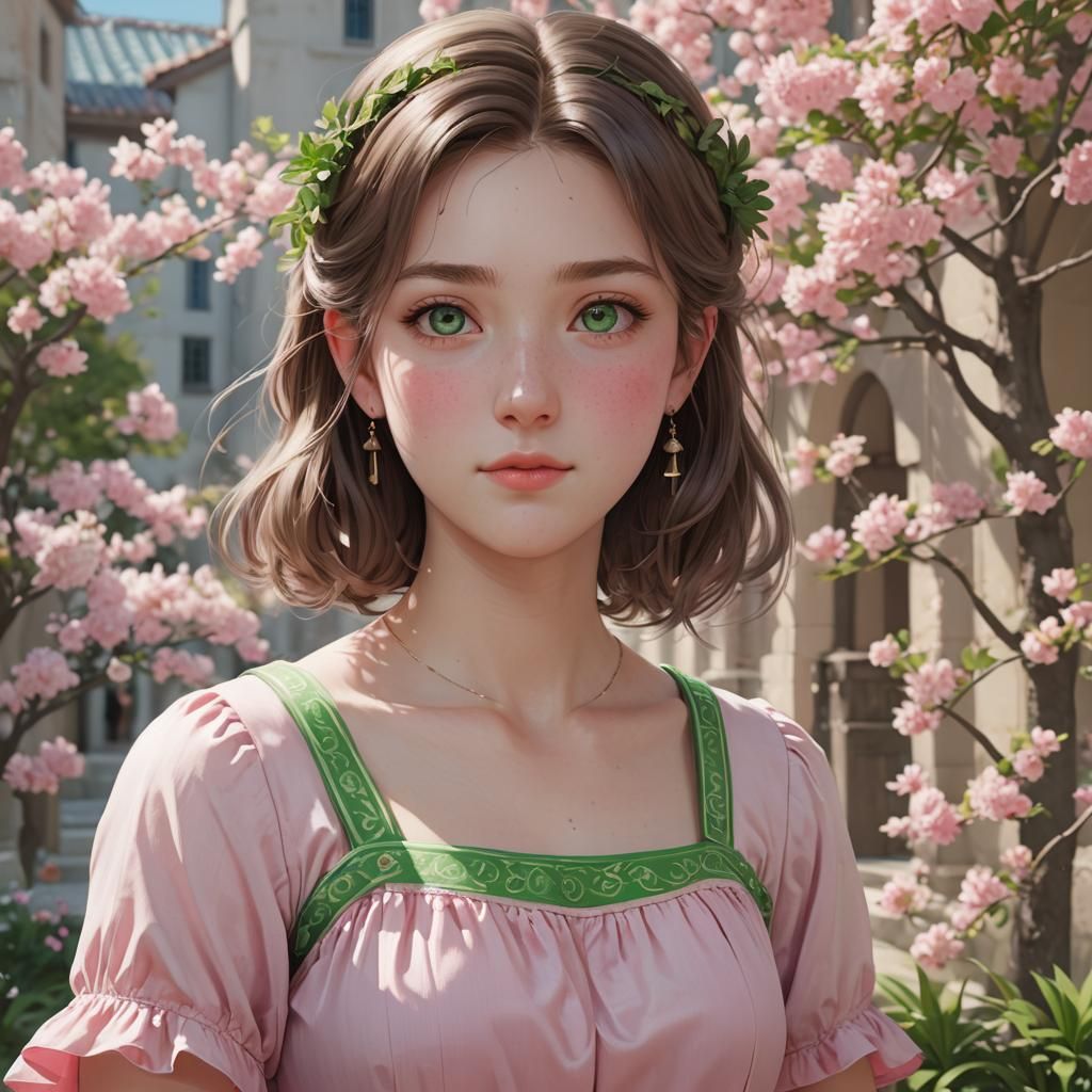 Young Greek Woman in Anime Style