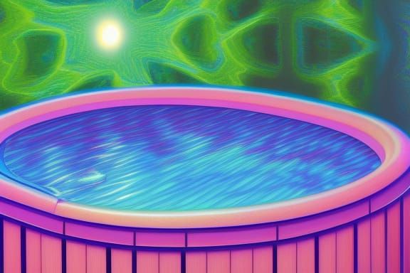 Holographic Astral Hot Tub Illustration in 8K