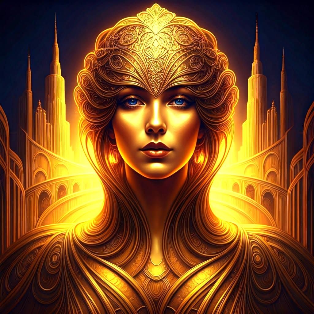 Art Deco Golden Sculpture of a Woman