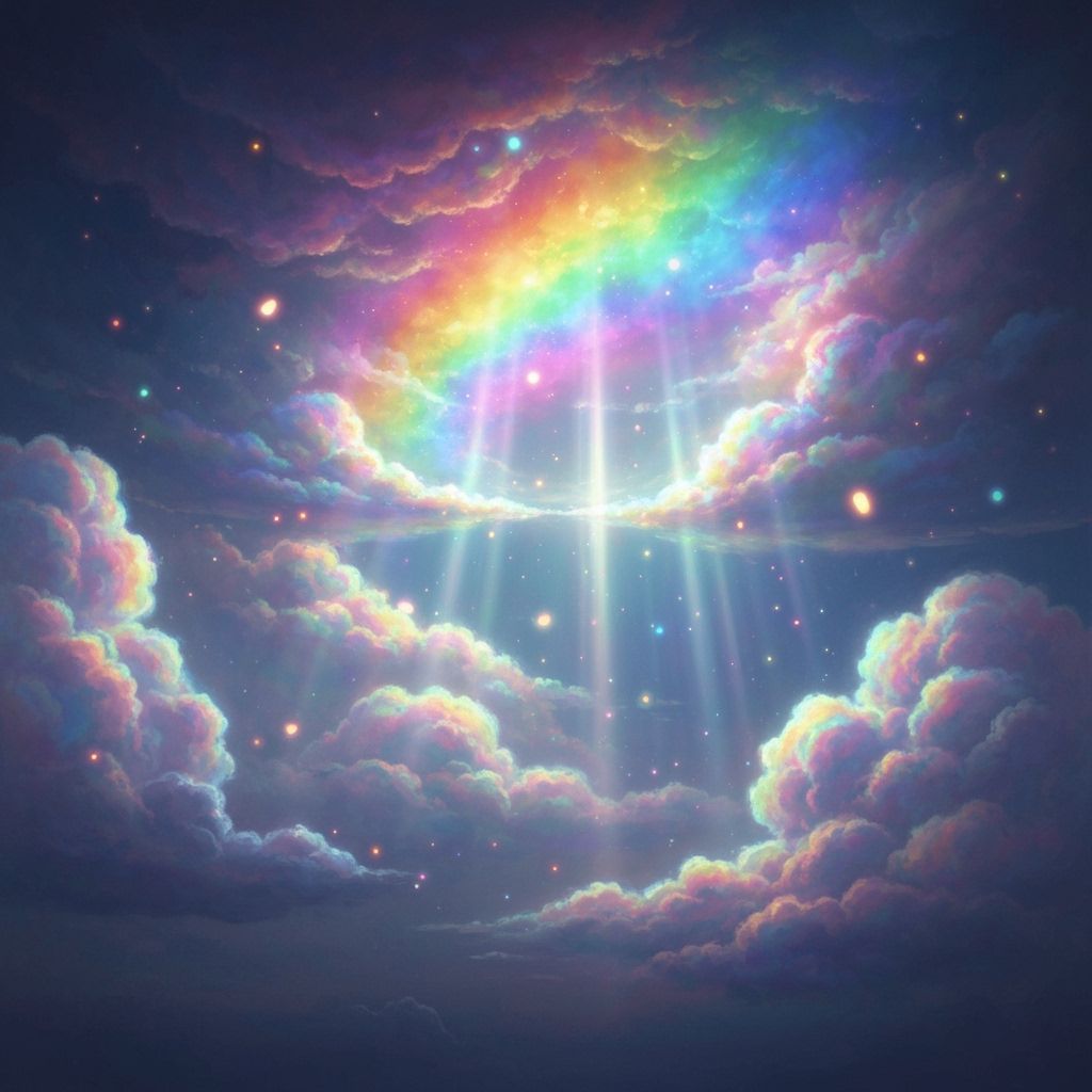 Rainbow Clouds Celestial Phenomenon with Divine Light