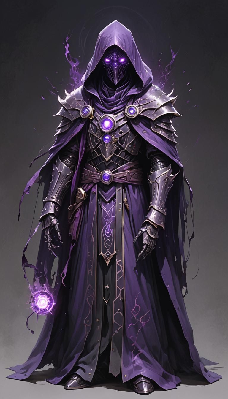 Robotic Dark Mage with Glowing Eye in Fantasy Art