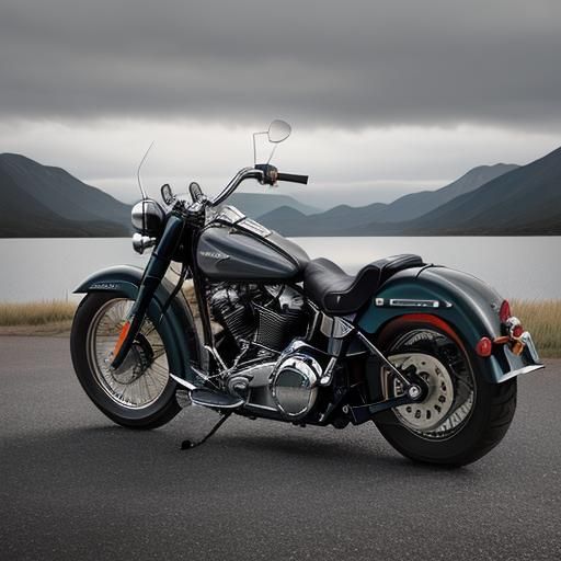 Vintage Harley-Davidson Softail Motorcycle in Hyperrealistic...