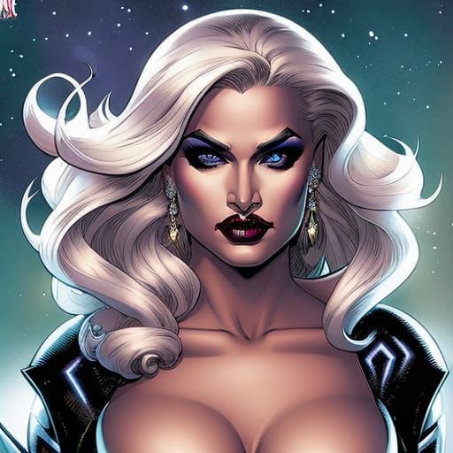 Glamorous Emma Frost Portrait in Comic Book Style
