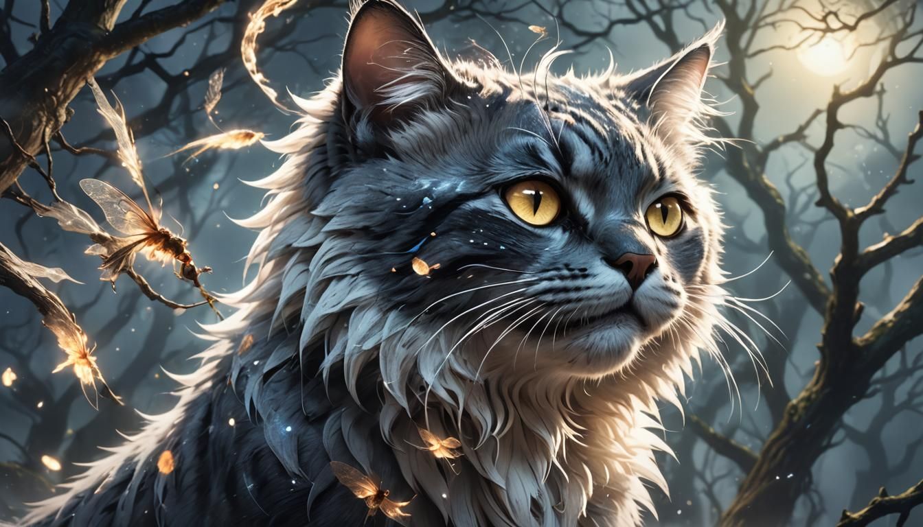 Mega Cat Spewing Flies: Anime Fantasy Style