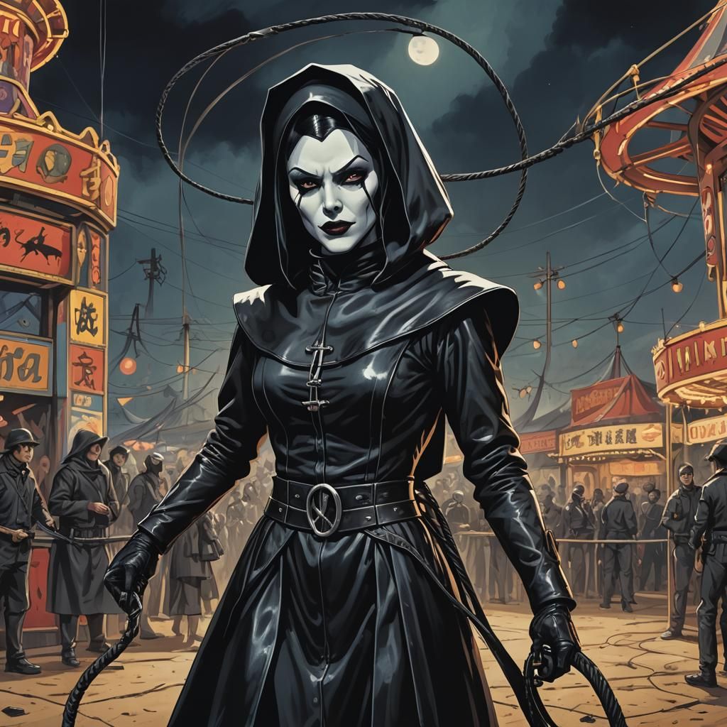 Vampira as Gothic Nun with Bullwhip