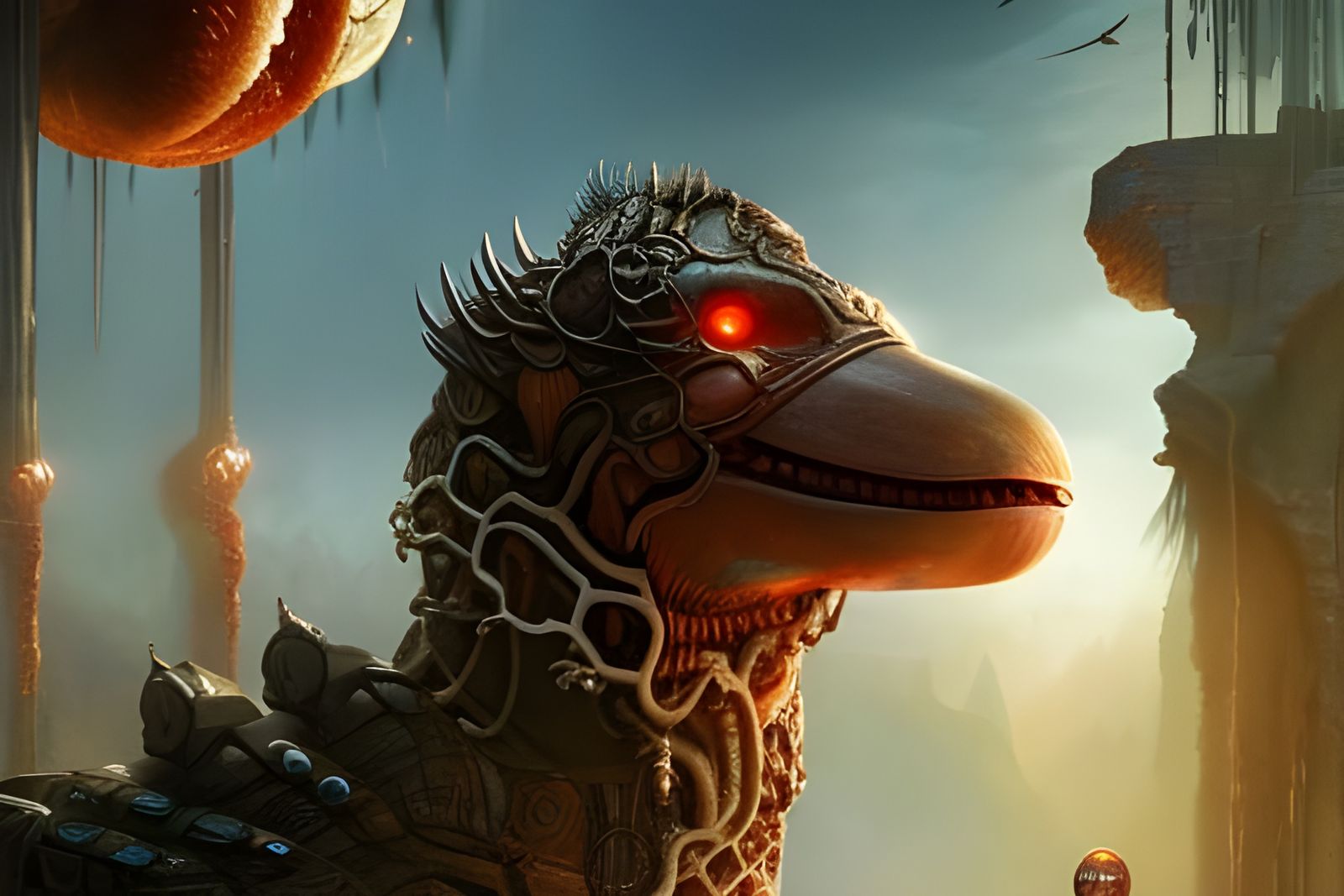 Self-Consuming Hotdog Donut God, Digital Illustration