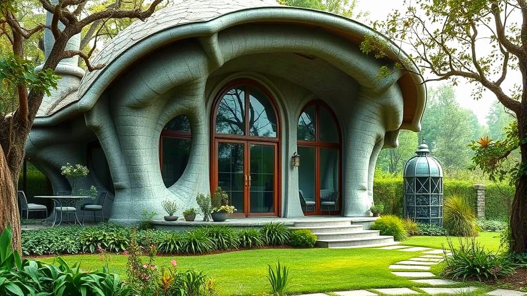 Surreal Alien Summerhouse Architecture in Giger Style