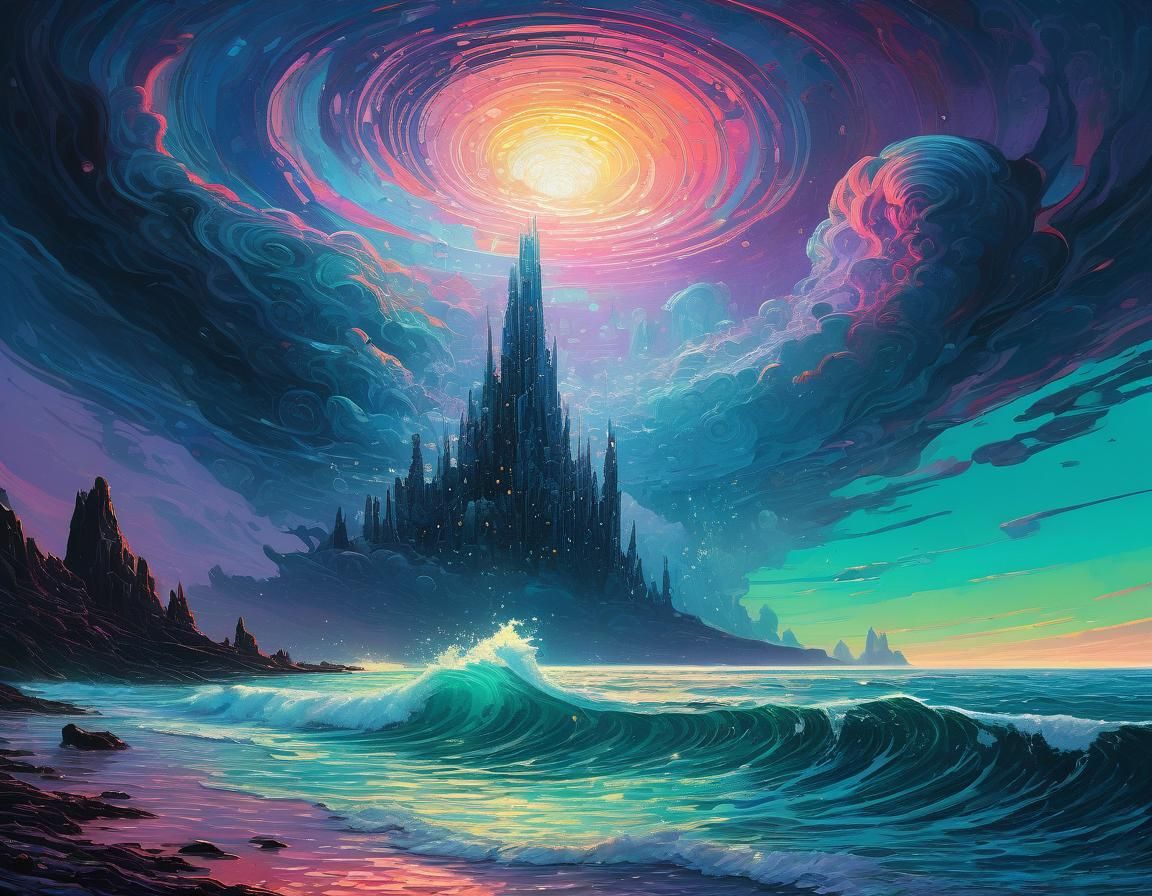 Alien Seascape: Crystalline Structures in Iridescent Ocean