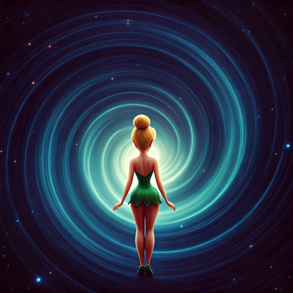 Tinkerbell and the Starry Abyss in Painterly Style