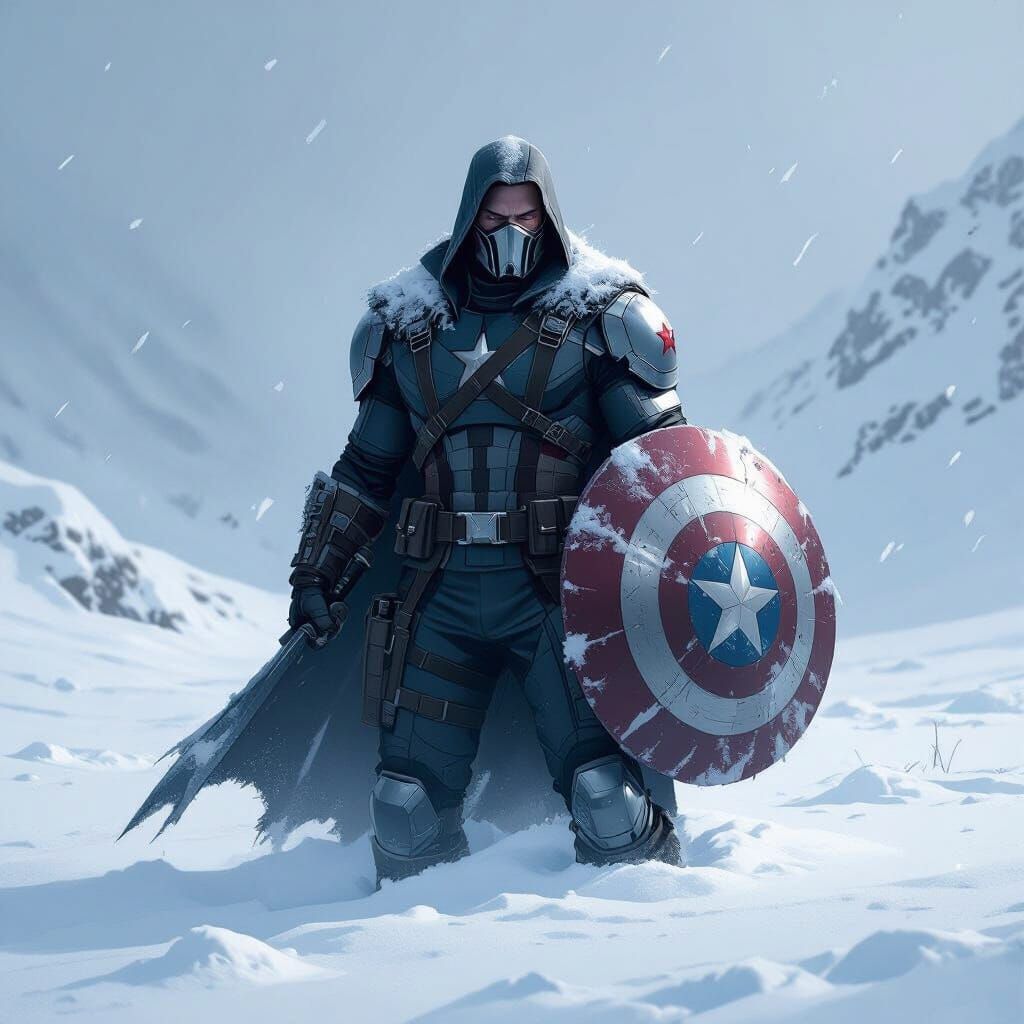 Winter Soldier in Gritty Snow Landscape