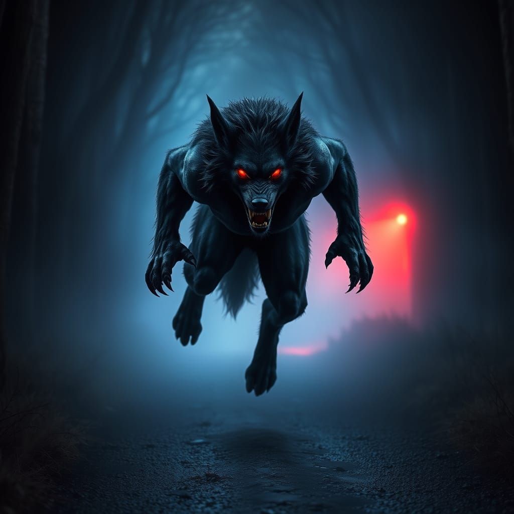 Ethereal Beast Emerges from Mystical Forest in Cyberpunk Sty...