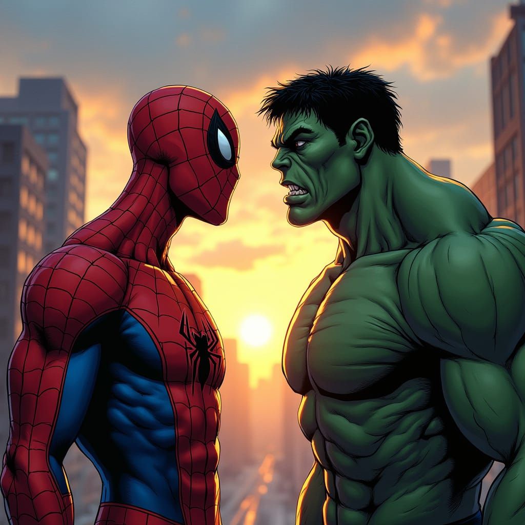Superheroes Face Off in Epic Cityscape