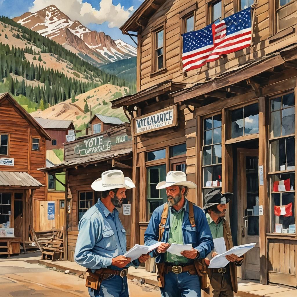 Cowboys Discuss Voting in Impressionist Style