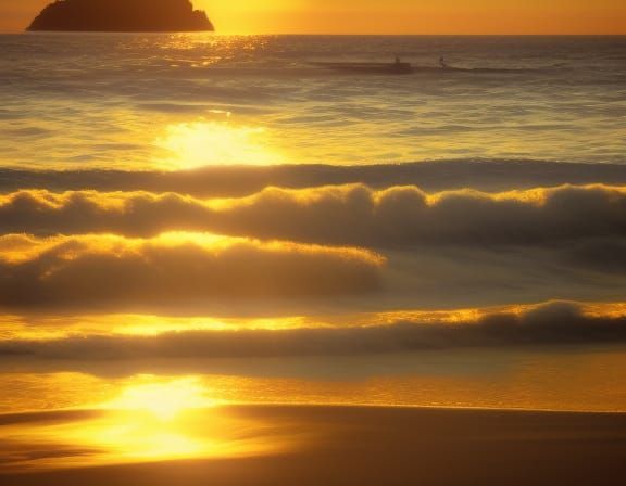 Golden Ocean Sunset at Golden Hour