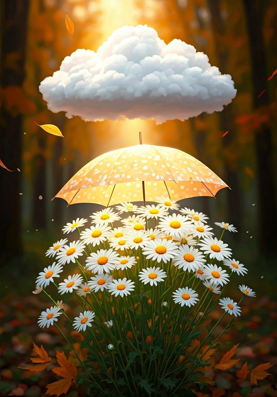 Golden Daisies Under Autumn Skies: A Cinematic Painting