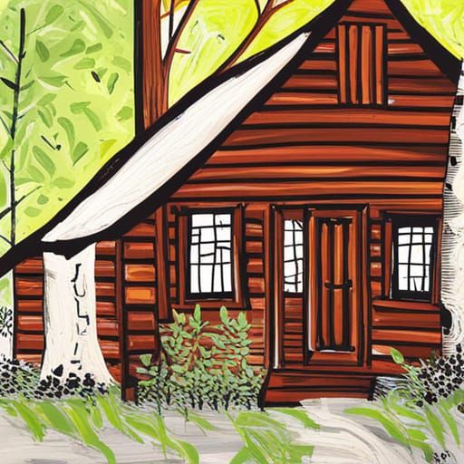 Abstract Cozy Cabin in the Woods Art