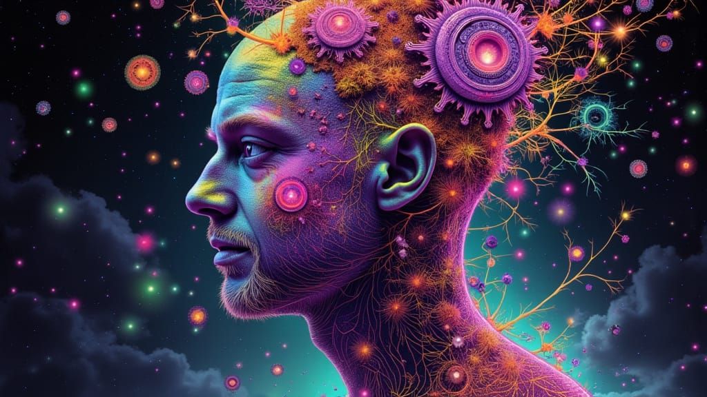 Fractal Faced Man in Fairy Punk X-Ray Art