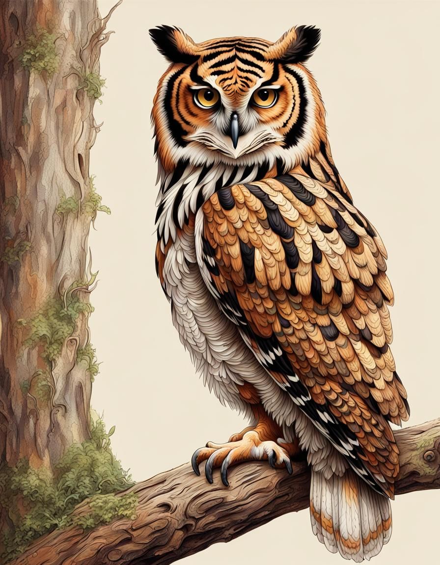 TIGER OWL OBSERVANT TALENTED SENSATION INTRICATE ELABORATE