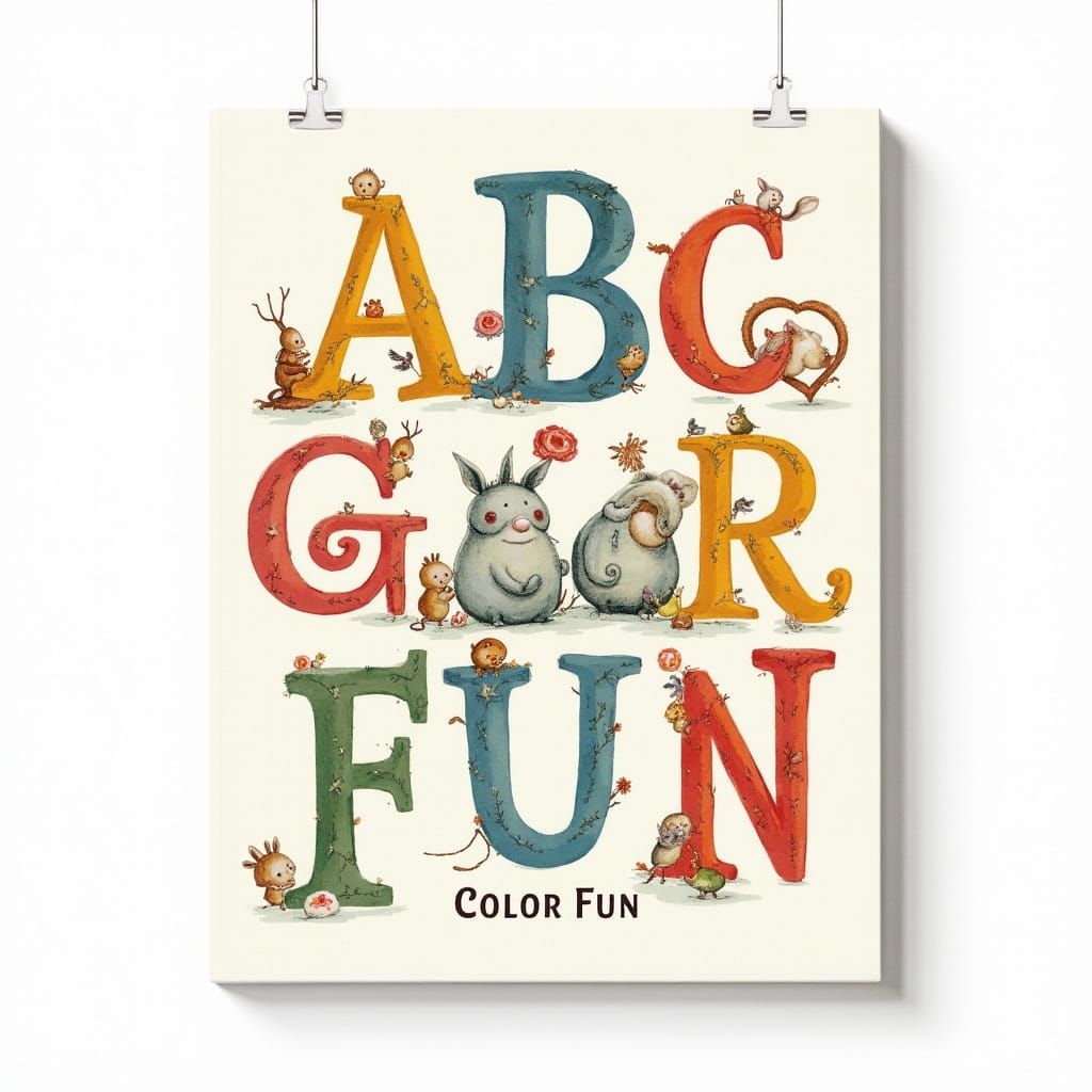 Animals Playing with ABC Letters: A Whimsical Scene