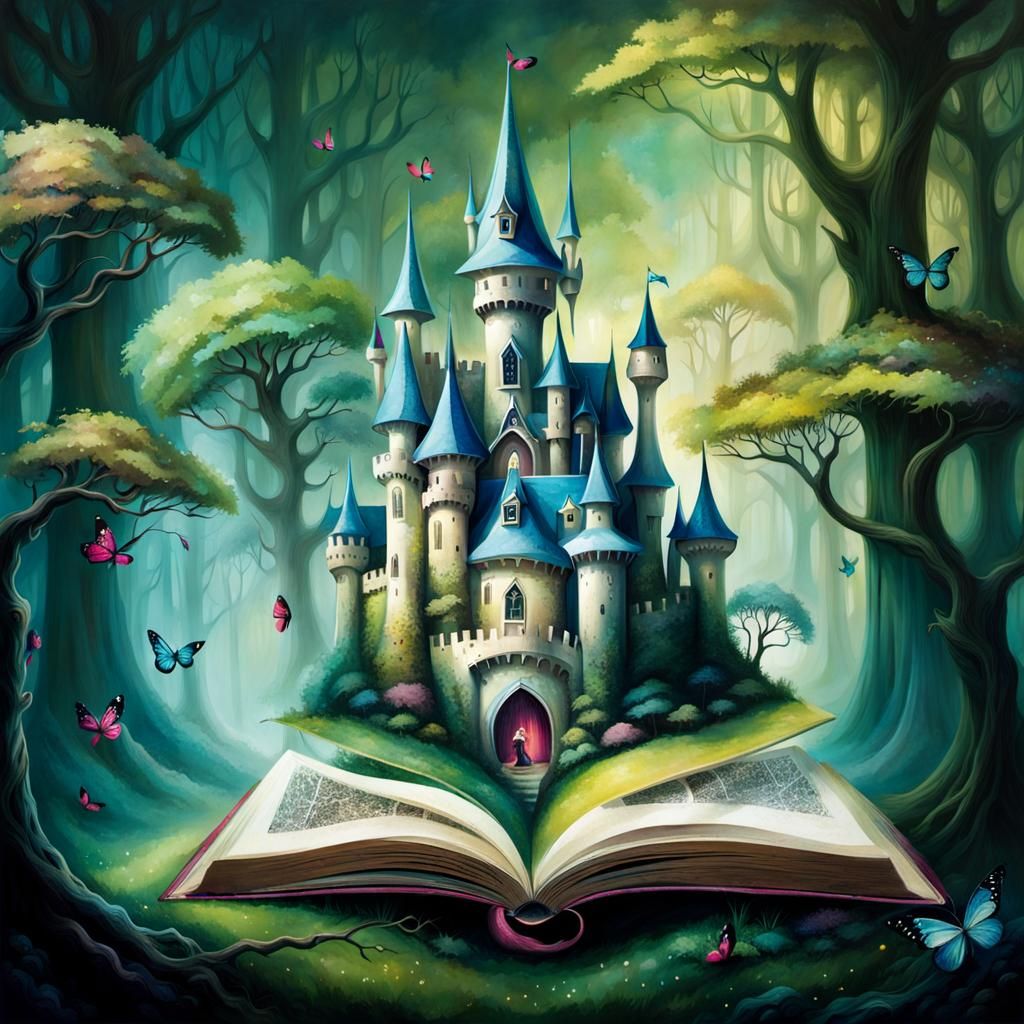 Fairytale Book Opens to Wonderland Castle Scene