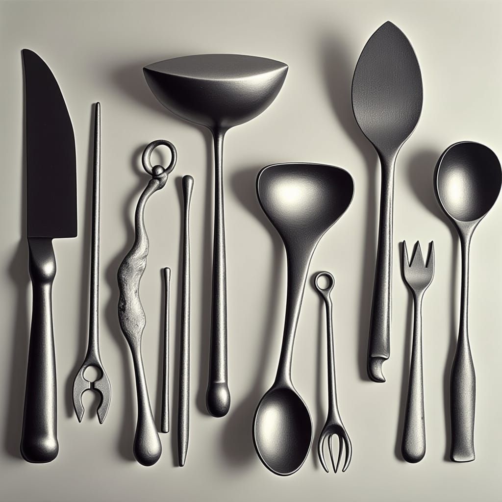 Industrial Steel Utensil Collection