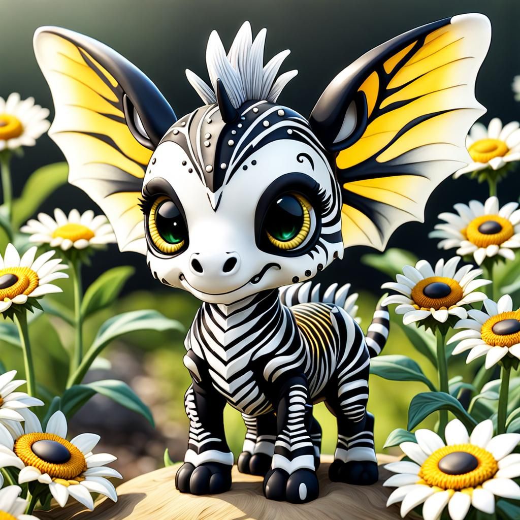 Chibi Dragon Zebra Skeleton in Bee Costume
