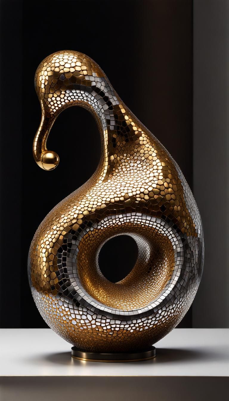Metallic Mosaic Klein Bottle Ceramic Masterpiece